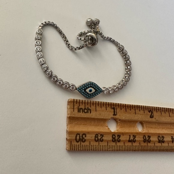 🧿925 Silver turquoise evileye oval slider bracelet enamel - Picture 3 of 4